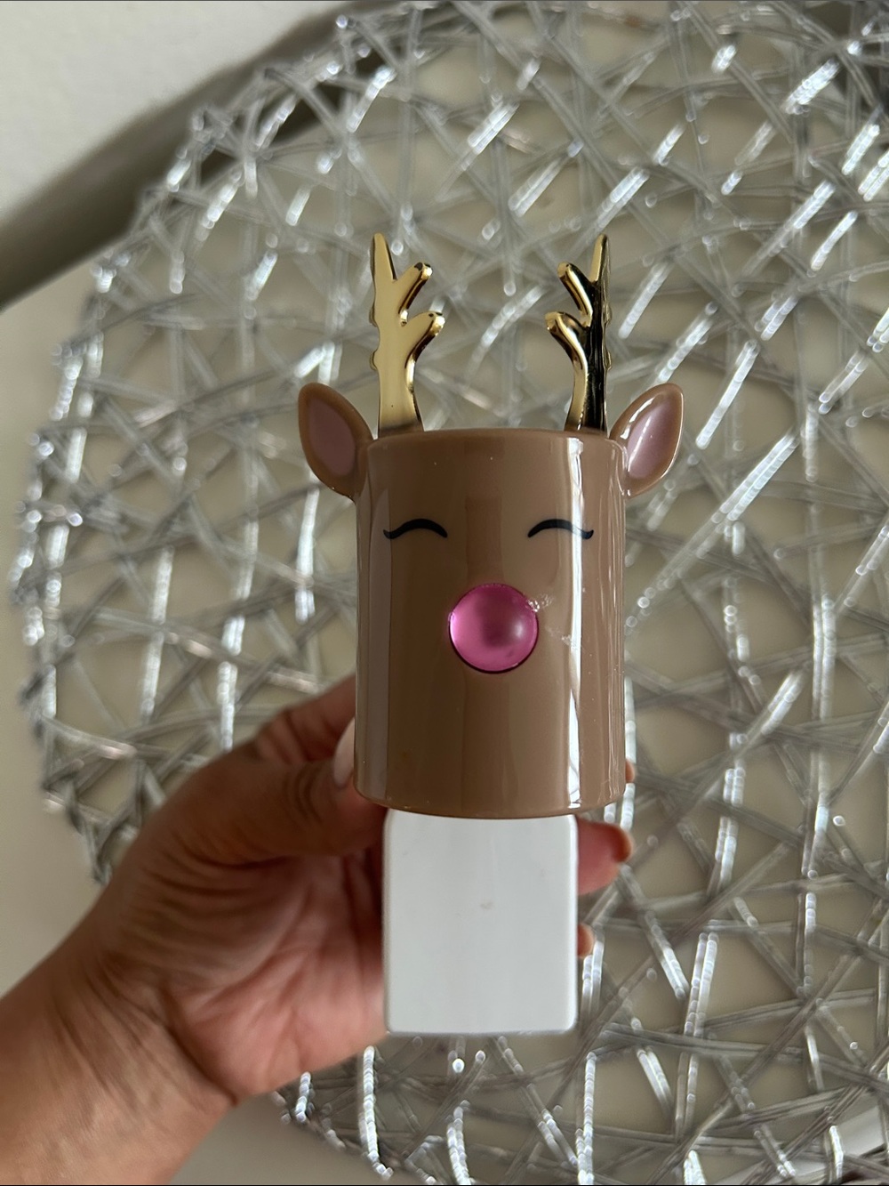 Reindeer Night Light Plug-In with Pink Nose